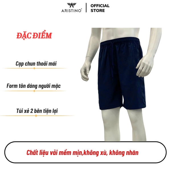 Quần Short Nam Aristino ASO114AS3 sóc thể thao màu xanh tím than 307