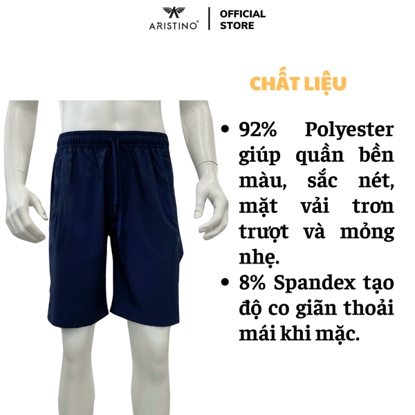 Quần Short Nam Aristino ASO114AS3 sóc thể thao màu xanh tím than 307