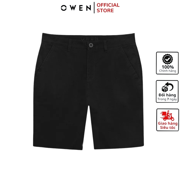 Quần Short Nam Owen SK241231 màu đen dáng ôm slim fit chất liệu cotton