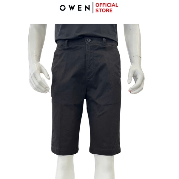 Quần Short Nam Owen SK241231 màu đen dáng ôm slim fit chất liệu cotton