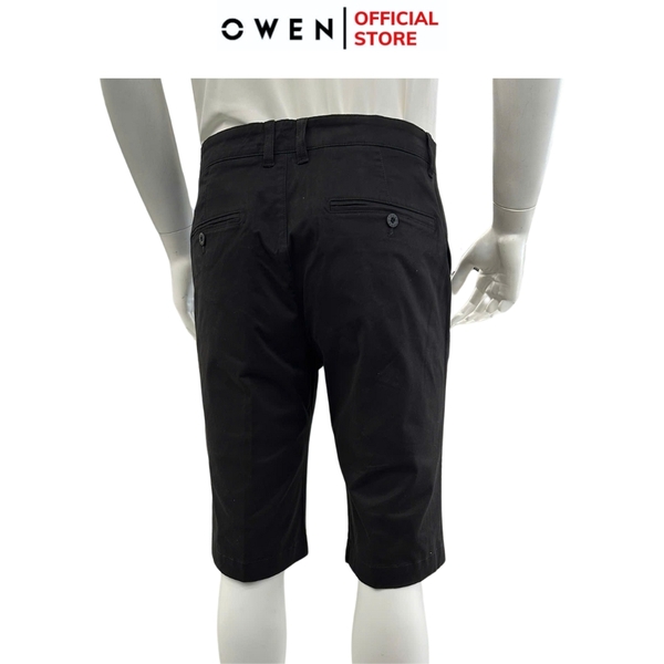 Quần Short Nam Owen SK241231 màu đen dáng ôm slim fit chất liệu cotton