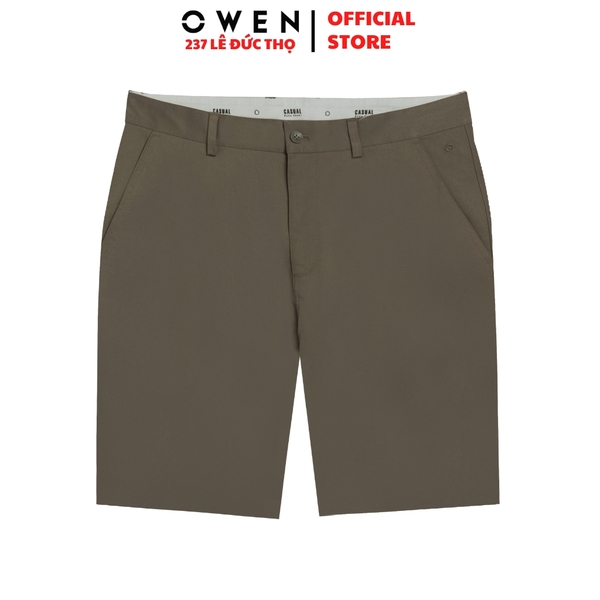 Quần Short Nam Owen SK251251 sóc kaki màu nâu dáng ôm slim fit chất liệu poly recycled (Renu)