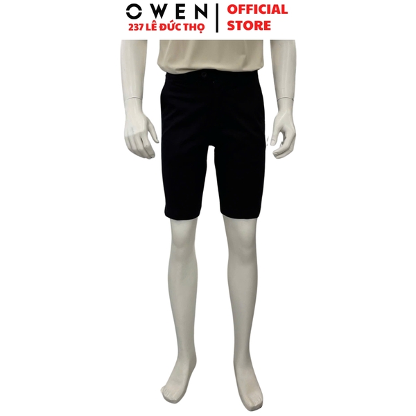 Quần Short Nam Owen SK261015 sóc kaki màu đen dáng ôm slim fit chất liệu cotton spandex