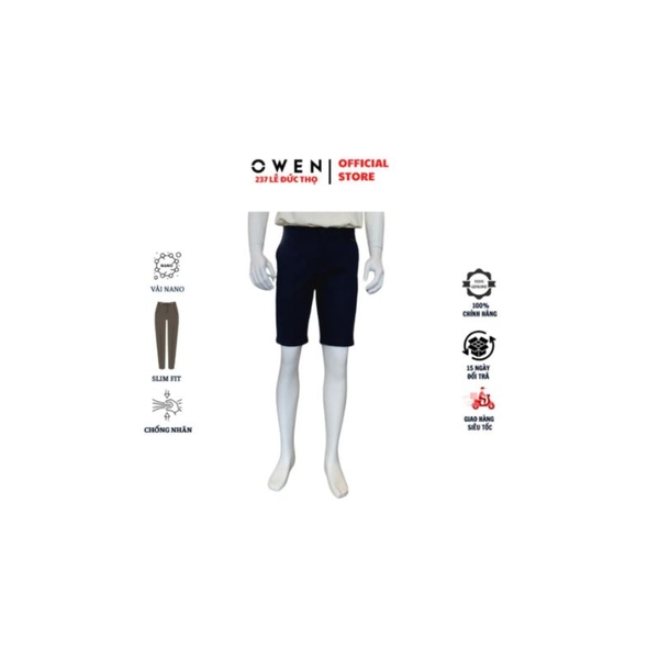 Quần Short Kaki Nam Owen SK261016 Xanh Tím Than Slim Fit Cotton Spandex