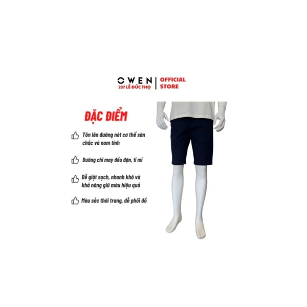 Quần Short Kaki Nam Owen SK261016 Xanh Tím Than Slim Fit Cotton Spandex