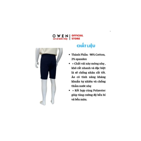 Quần Short Kaki Nam Owen SK261016 Xanh Tím Than Slim Fit Cotton Spandex