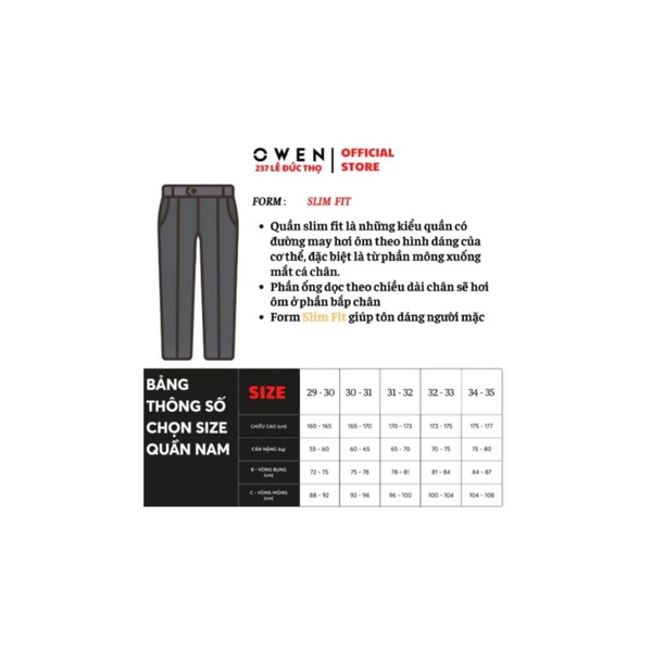 Quần Short Kaki Nam Owen SK261016 Xanh Tím Than Slim Fit Cotton Spandex