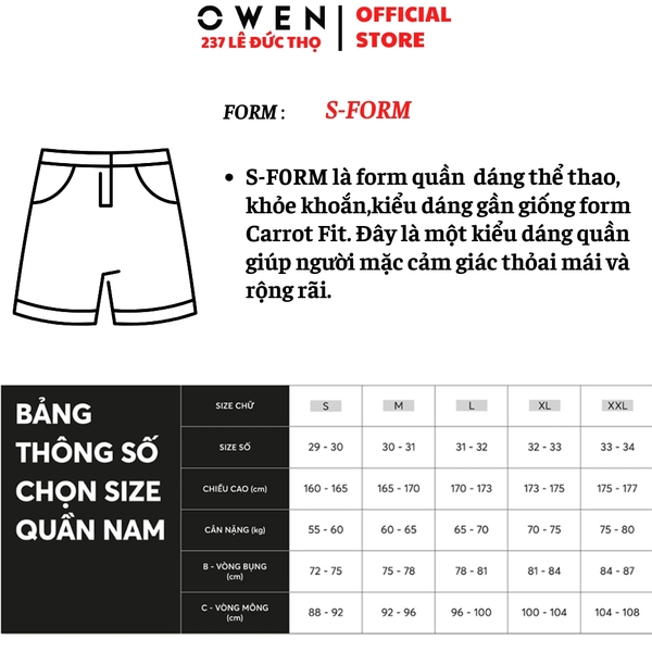 Quần Short Nam Owen SN251283 Sóc nỉ màu đen dáng Sport Life Chất liệu CVC Spandex