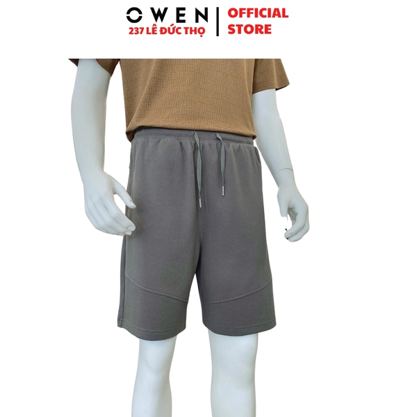 Quần Short Nam Owen SN251284 Sóc nỉ màu xám đậm dáng Sport Life Chất liệu CVC Spandex