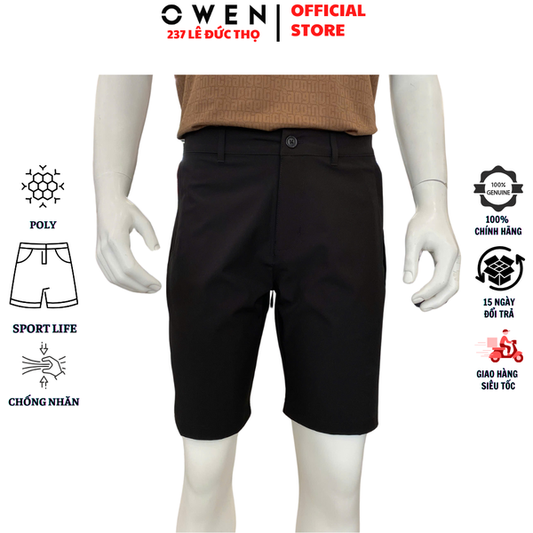 Quần Short Nam Owen SS252402 Sóc thể thao màu đen dáng Sport Life Chất liệu Polyspun spandex