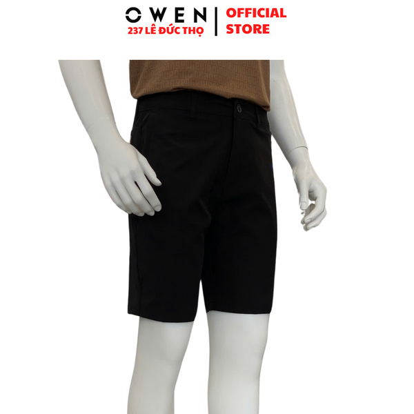 Quần Short Nam Owen SS252402 Sóc thể thao màu đen dáng Sport Life Chất liệu Polyspun spandex