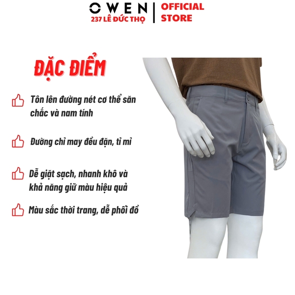 Quần Short Nam Owen SS252404 Sóc thể thao màu xám dáng Sport Life Chất liệu Polyspun spandex