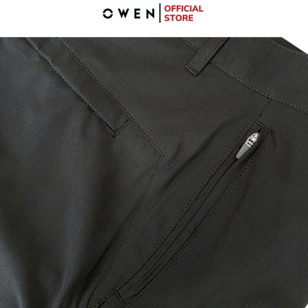 Quần short Nam Owen SS252405 sóc thể thao màu đen dáng Sport life chất liệu polospun spandex