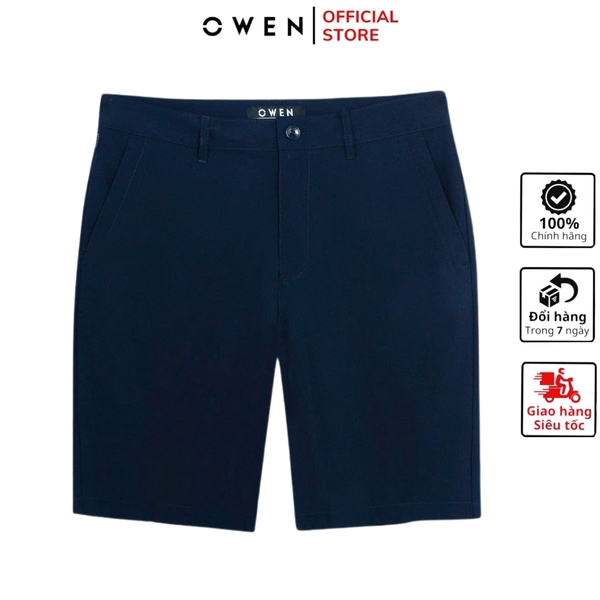 Quần short Nam Owen SS252407 sóc thể thao màu xanh tím than dáng Sport life chất liệu polospun spandex