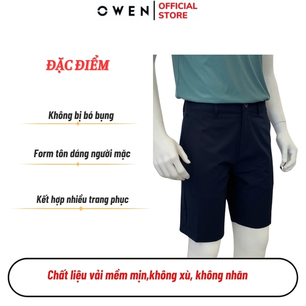 Quần short Nam Owen SS252407 sóc thể thao màu xanh tím than dáng Sport life chất liệu polospun spandex