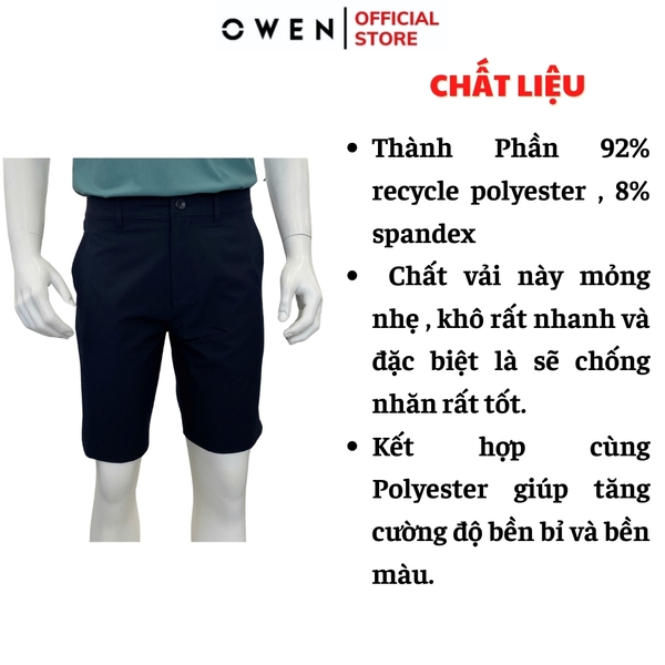 Quần short Nam Owen SS252407 sóc thể thao màu xanh tím than dáng Sport life chất liệu polospun spandex