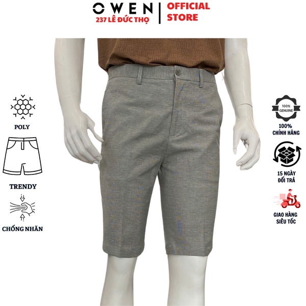 Quần Short Nam Owen ST252515 sóc âu màu xám xanh dáng ôm Trendy chất liệu Rayon spandex