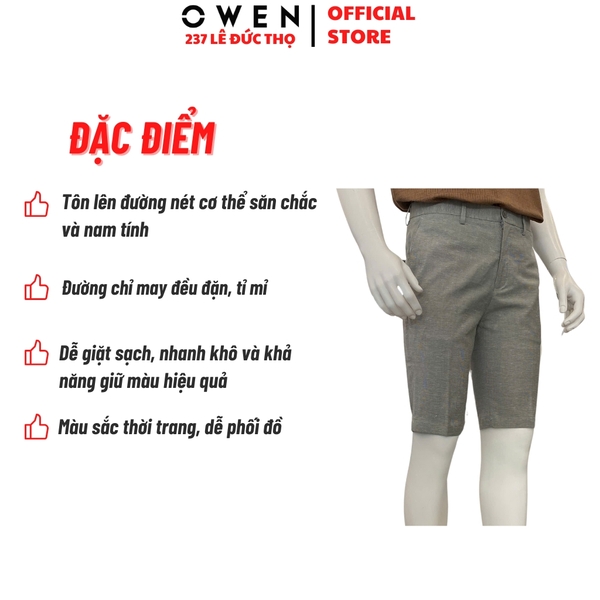 Quần Short Nam Owen ST252515 sóc âu màu xám xanh dáng ôm Trendy chất liệu Rayon spandex