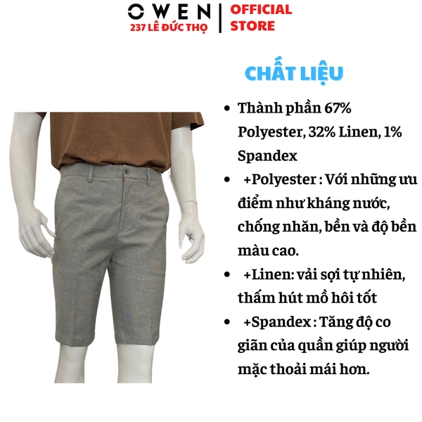 Quần Short Nam Owen ST252515 sóc âu màu xám xanh dáng ôm Trendy chất liệu Rayon spandex