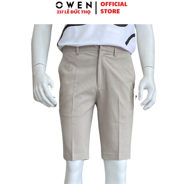 Quần Short Nam Owen ST252517 sóc âu màu be nhạt dáng ôm Trendy chất liệu Rayon spandex