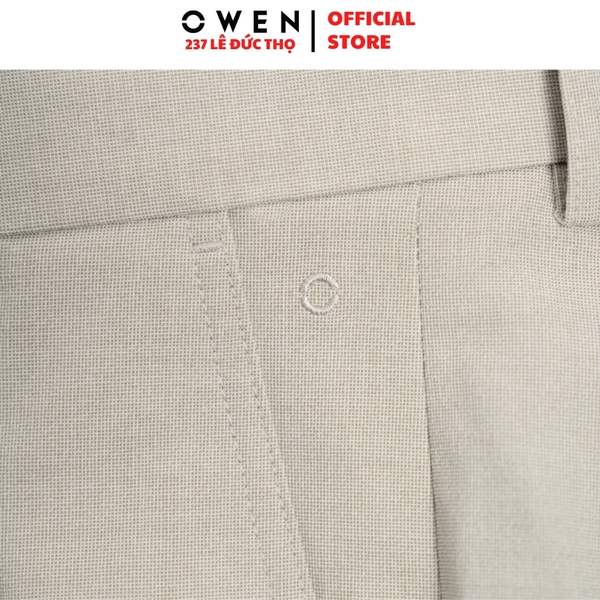 Quần Short Nam Owen ST252517 sóc âu màu be nhạt dáng ôm Trendy chất liệu Rayon spandex