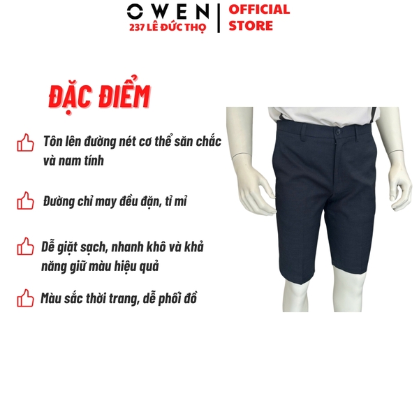 Quần Short Nam Owen ST252520 sóc âu màu xanh tím than dáng ôm Trendy chất liệu Rayon spandex