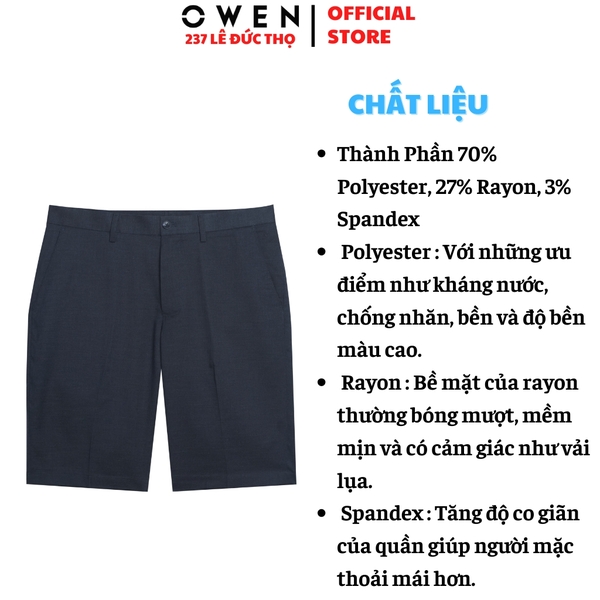 Quần Short Nam Owen ST252520 sóc âu màu xanh tím than dáng ôm Trendy chất liệu Rayon spandex