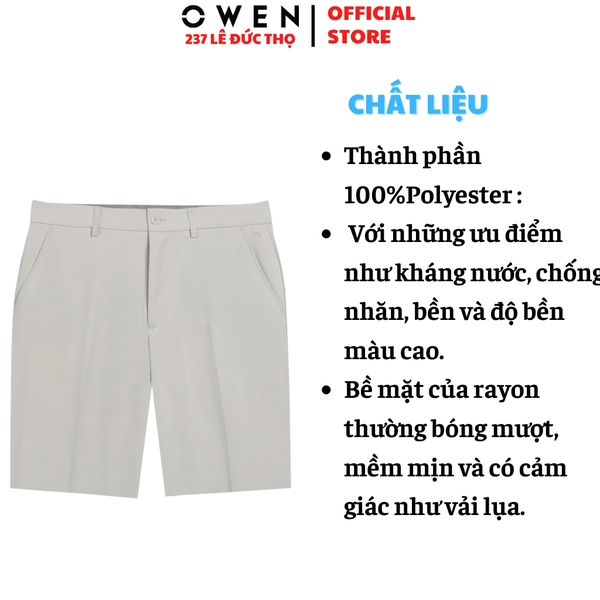 Quần Short Nam Owen SV252491 sóc âu màu be nhạt dáng J-form chất liệu Polyester