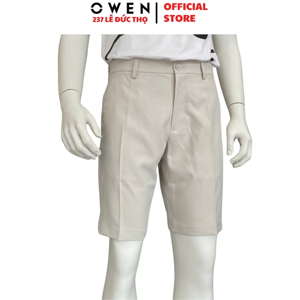 Quần Short Nam Owen SV252491 sóc âu màu be nhạt dáng J-form chất liệu Polyester