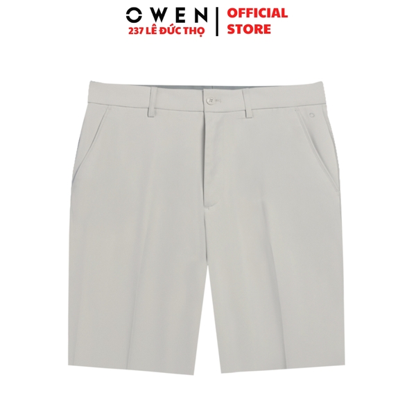 Quần Short Nam Owen SV252491 sóc âu màu be nhạt dáng J-form chất liệu Polyester