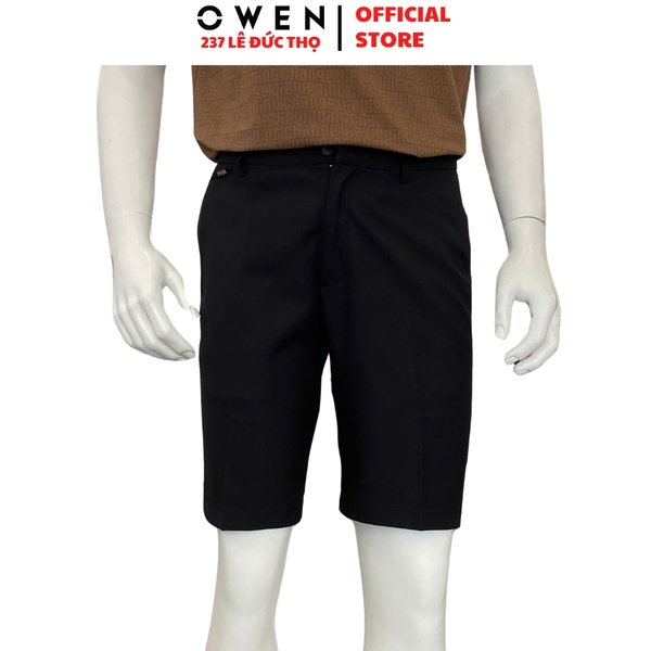 Quần Short Nam Owen SV252492 sóc âu màu đen dáng J-form chất liệu Polyester
