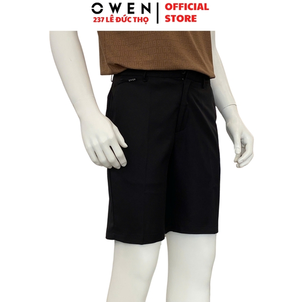 Quần Short Nam Owen SV252492 sóc âu màu đen dáng J-form chất liệu Polyester