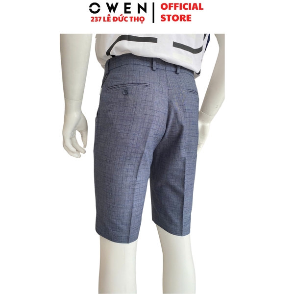 Quần Short Nam Owen SV252494 sóc âu màu xanh kẻ dáng ôm Trendy chất liệu Polyester