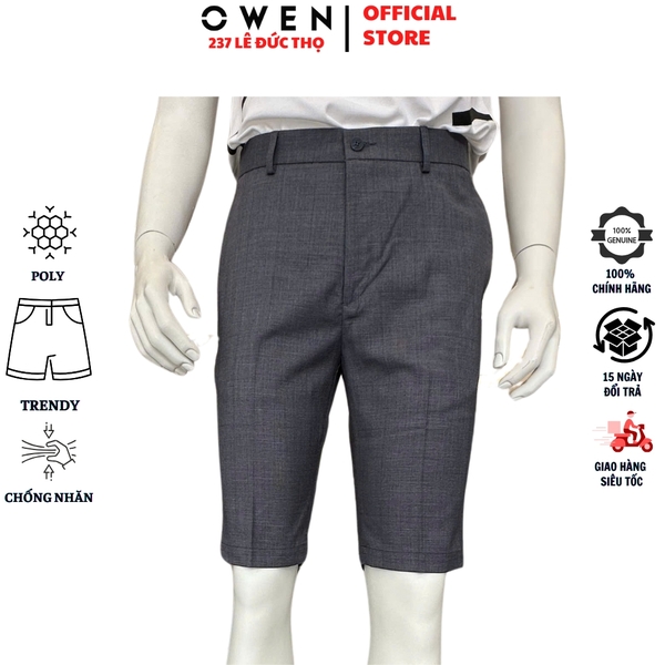 Quần Short Nam Owen SV252495 sóc âu màu xám xanh dáng ôm Trendy chất liệu Rayon spandex