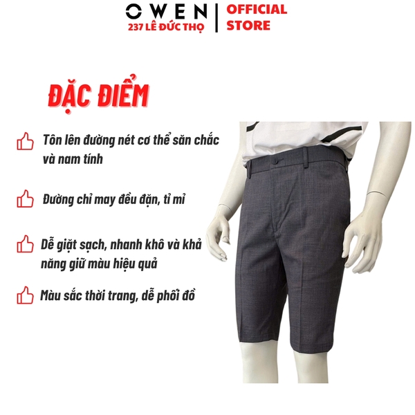 Quần Short Nam Owen SV252495 sóc âu màu xám xanh dáng ôm Trendy chất liệu Rayon spandex
