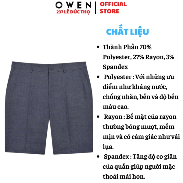 Quần Short Nam Owen SV252495 sóc âu màu xám xanh dáng ôm Trendy chất liệu Rayon spandex