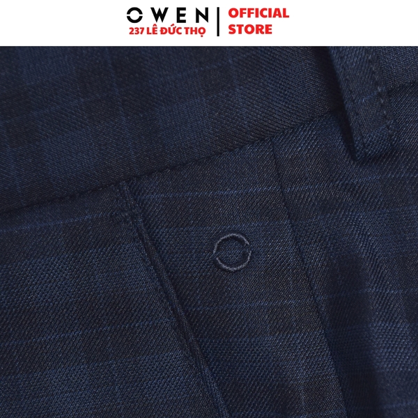 Quần Short Nam Owen SV252496 sóc âu màu xanh tím than kẻ dáng ôm Trendy chất liệu Polyester