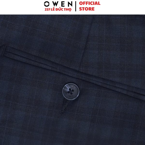 Quần Short Nam Owen SV252496 sóc âu màu xanh tím than kẻ dáng ôm Trendy chất liệu Polyester