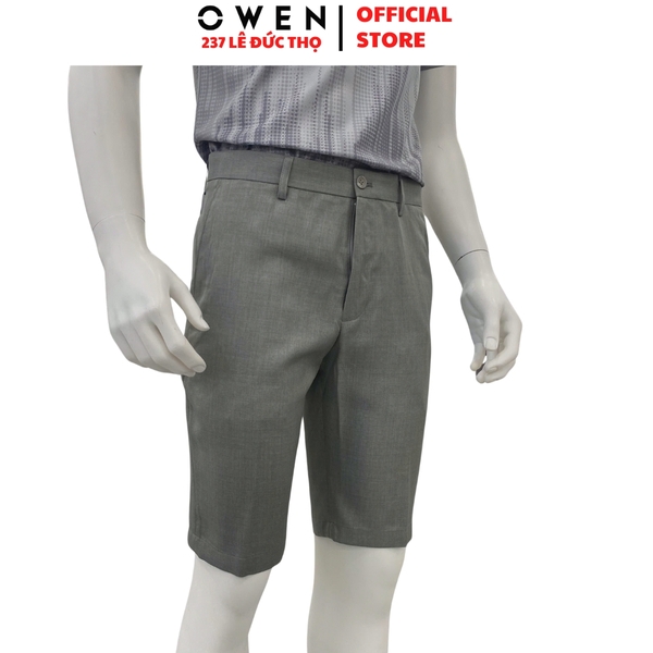 Quần Short Nam Owen SV252505 sóc âu màu rêu dáng trendy fit ôm vừa chất liệu nano