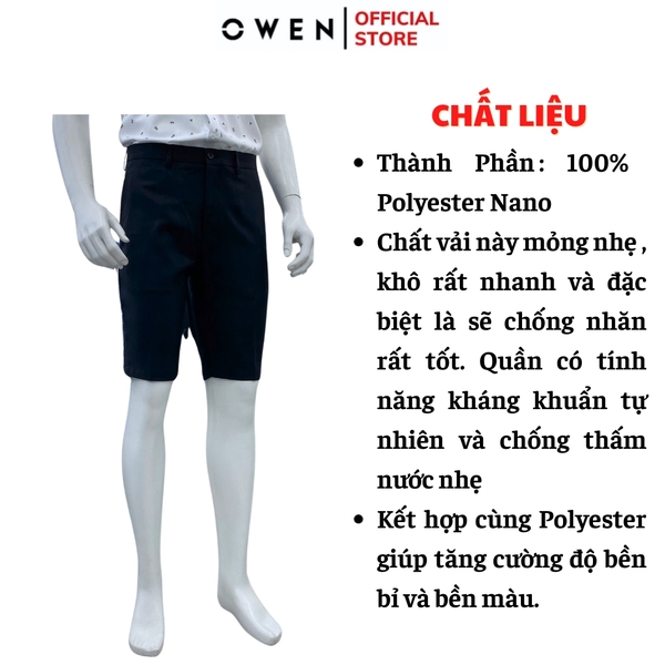 Quần Short Nam Owen SV252508 sóc âu màu xanh tím than kẻ caro dáng trendy chất liệu nano