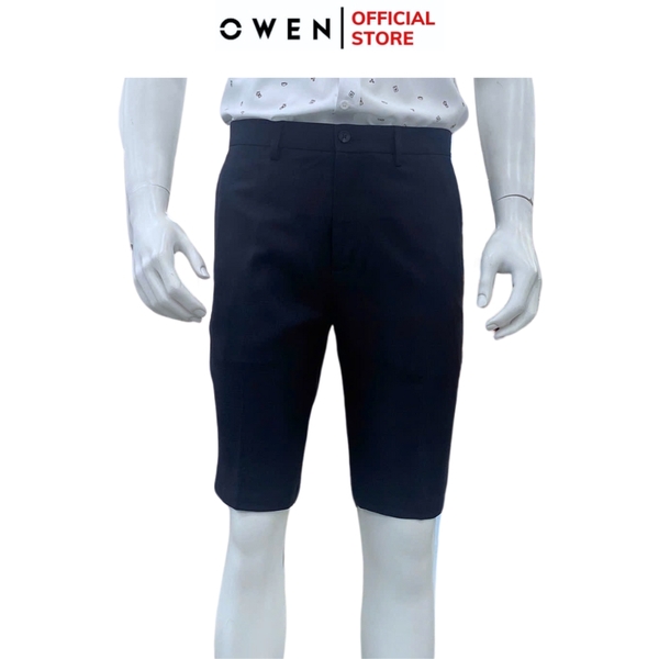 Quần Short Nam Owen SV252508 sóc âu màu xanh tím than kẻ caro dáng trendy chất liệu nano