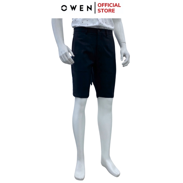 Quần Short Nam Owen SV252508 sóc âu màu xanh tím than kẻ caro dáng trendy chất liệu nano