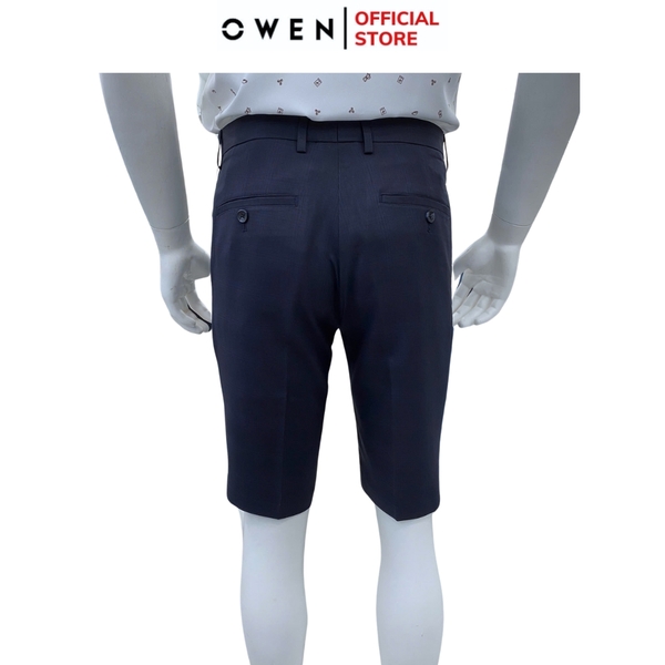 Quần Short Nam Owen SV252508 sóc âu màu xanh tím than kẻ caro dáng trendy chất liệu nano