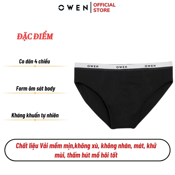 Quần Lót Nam Owen QLR242517 màu đen kiểu dáng sịp tam giác Chất liệu cotton