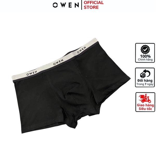 Quần Lót Nam Owen QLB242503 màu đen cạp xám dáng sịp đùi boxer chất liệu cotton