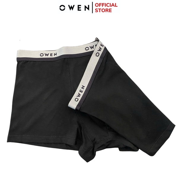 Quần Lót Nam Owen QLB242503 màu đen cạp xám dáng sịp đùi boxer chất liệu cotton