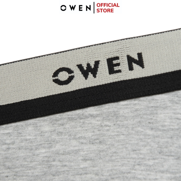 Quần Lót Nam Owen QLB242504 màu xám nhạt cạp đen xám dáng sịp đùi boxer chất liệu cotton