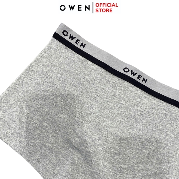 Quần Lót Nam Owen QLB242504 màu xám nhạt cạp đen xám dáng sịp đùi boxer chất liệu cotton