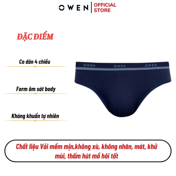 Quần Lót Nam Owen QLR242516 màu xanh tím than kiểu dáng sịp tam giác Chất liệu cotton