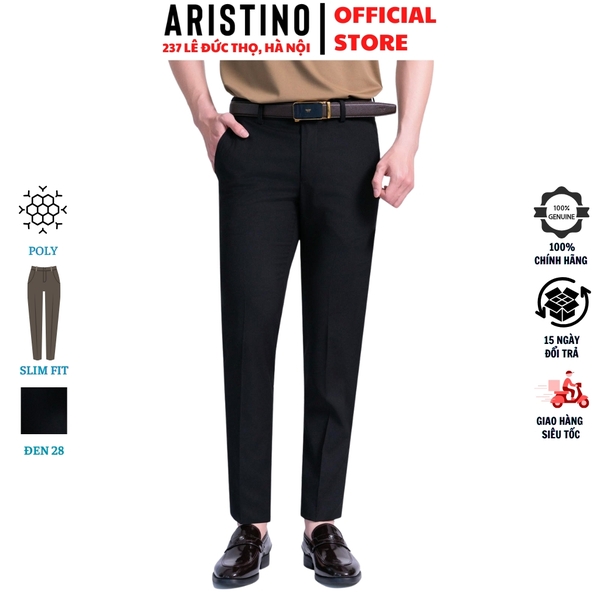 Quần Âu Nam Aristino Quần Tây ATR0050S1 màu đen 28 dáng ôm Slim fit